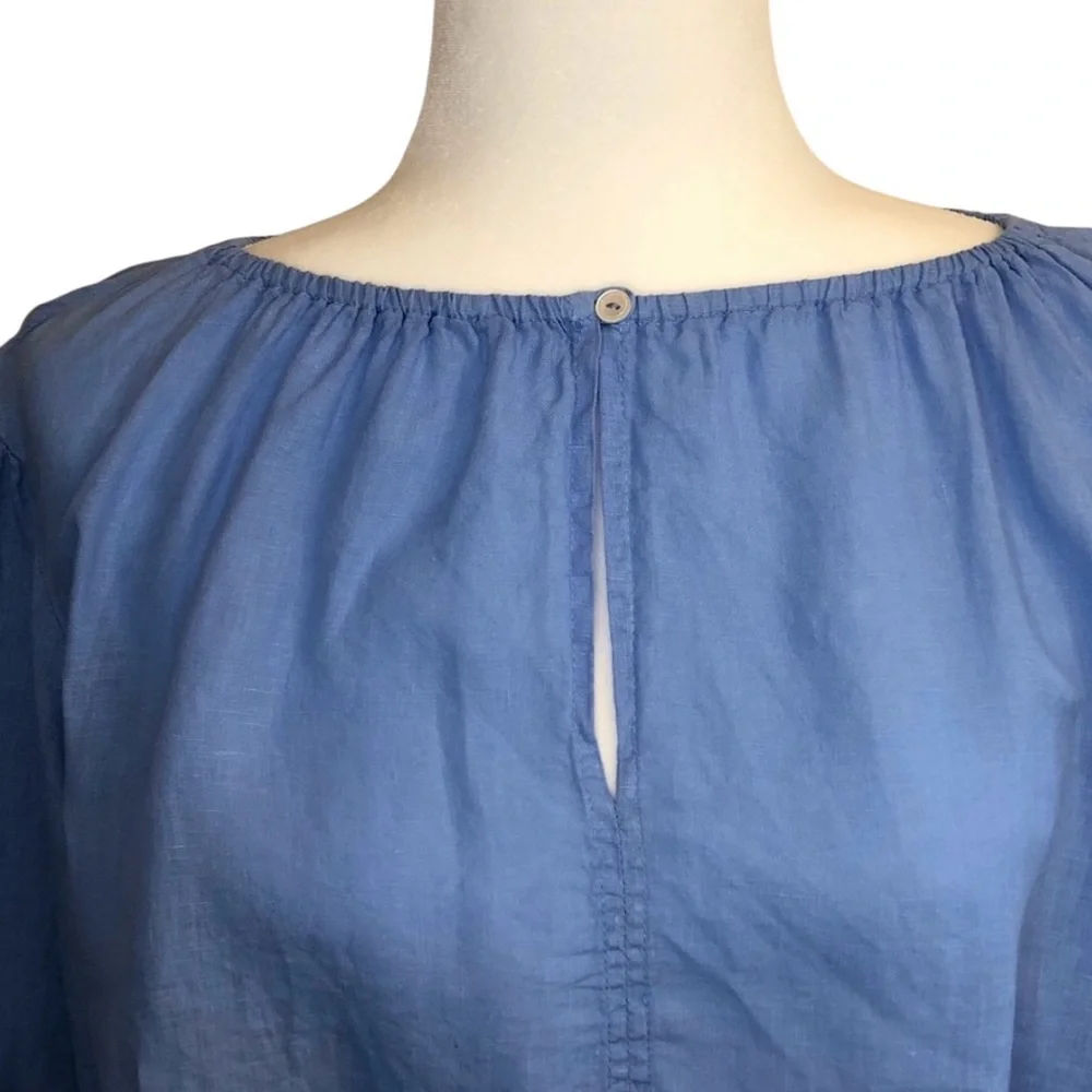 Velvet by Graham & Spencer Linen Sky Blue Top Blouse Small - Picture 4 of 12